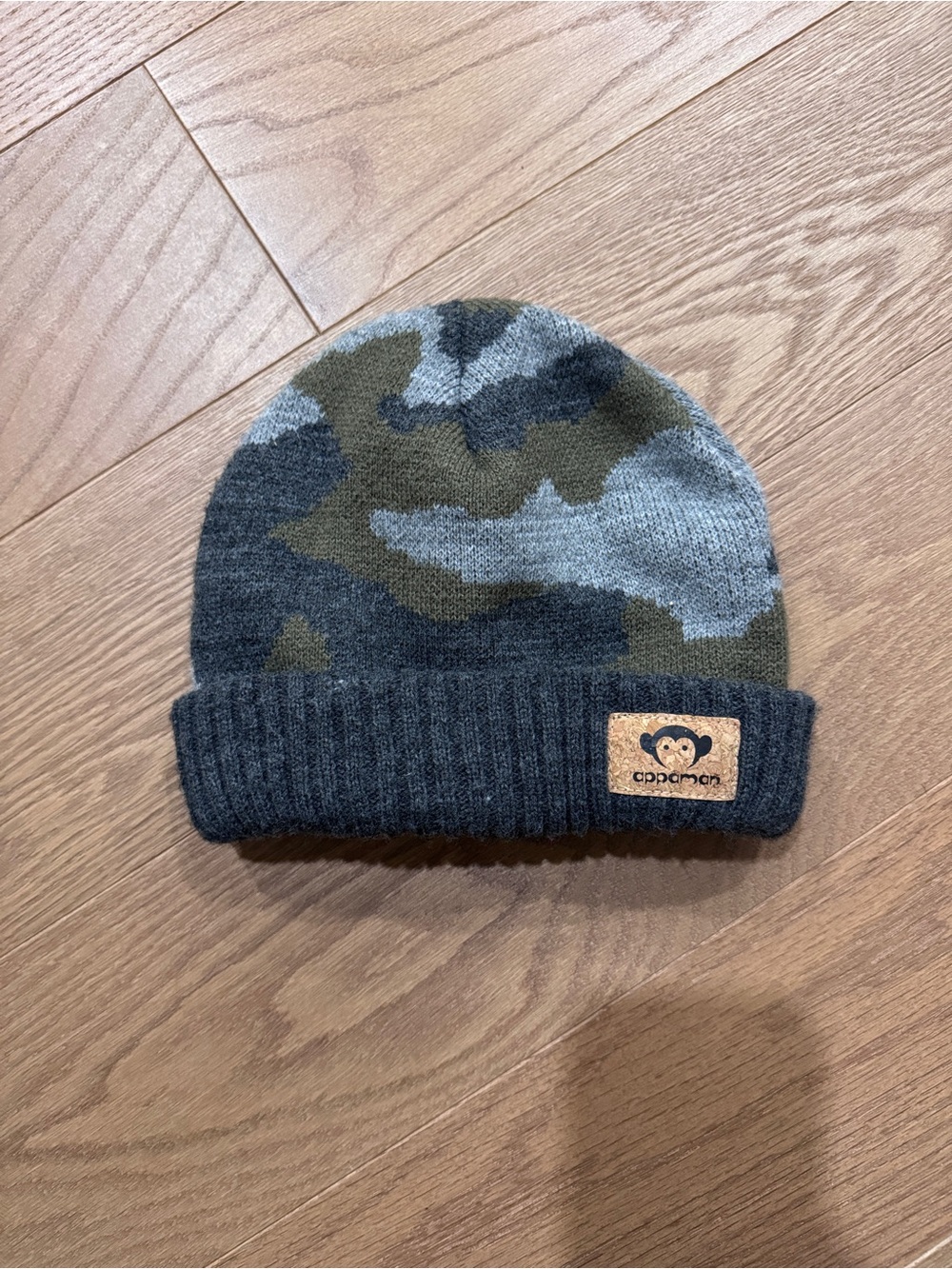 Appaman Baby Kids Camo Knit Beanie - Olive & Gray